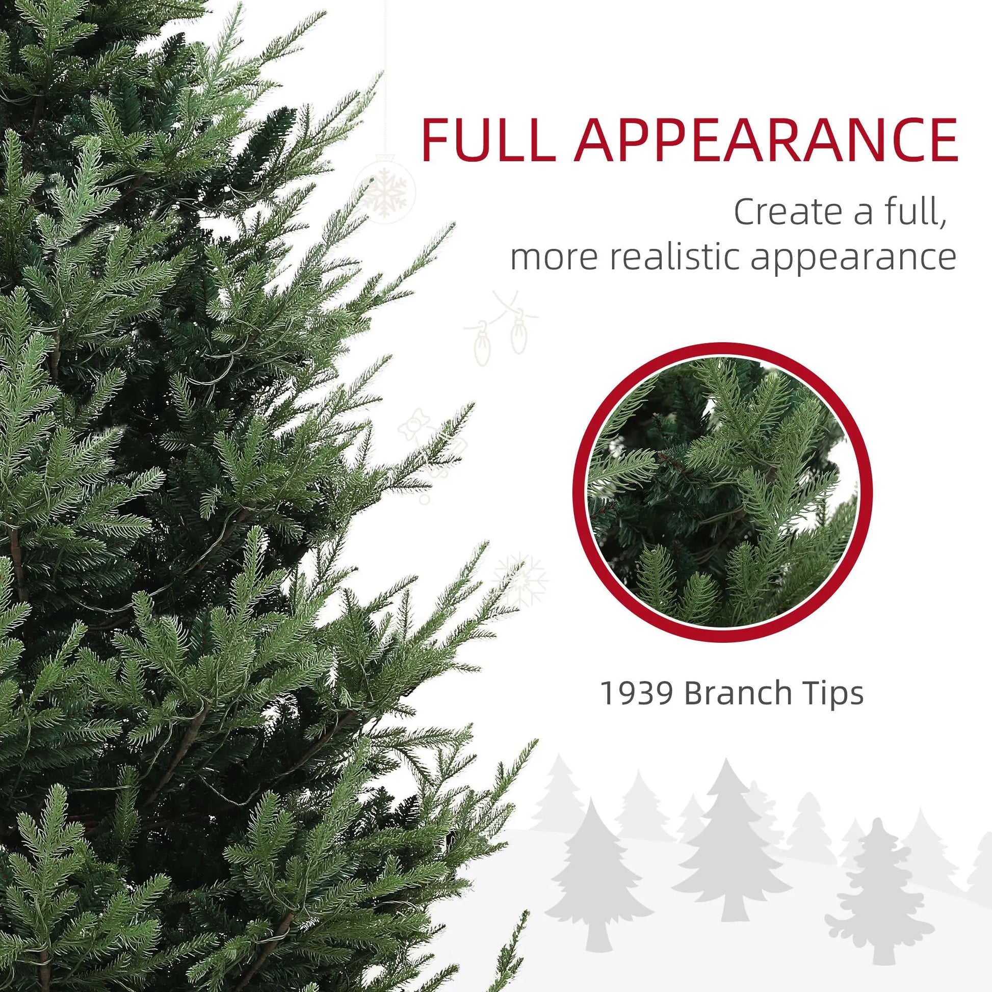 HKM-494227 9 ft Green Prelit Artificial Christmas Tree with 300 LED Lights and Wide Metal Base