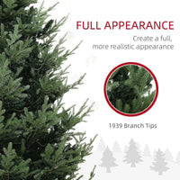 HKM-494227 9 ft Green Prelit Artificial Christmas Tree with 300 LED Lights and Wide Metal Base