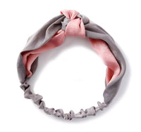 HKM-494355 Retro Satin Wide-Brimmed Color Block Knot Headband for Women
