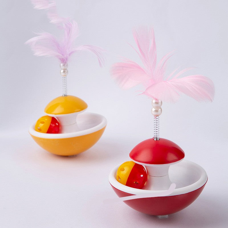 HKM-4944061 Feather Tumbler Cat Teasing Stick with Bell for Interactive Play