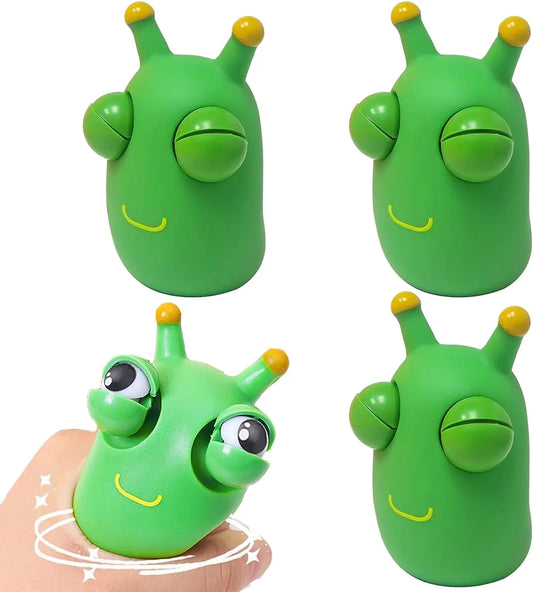 HKM-494419 Green Eye Bouncing Worm Squeeze Toy for Kids - Fun Novelty Gift for Ages 2 and Up