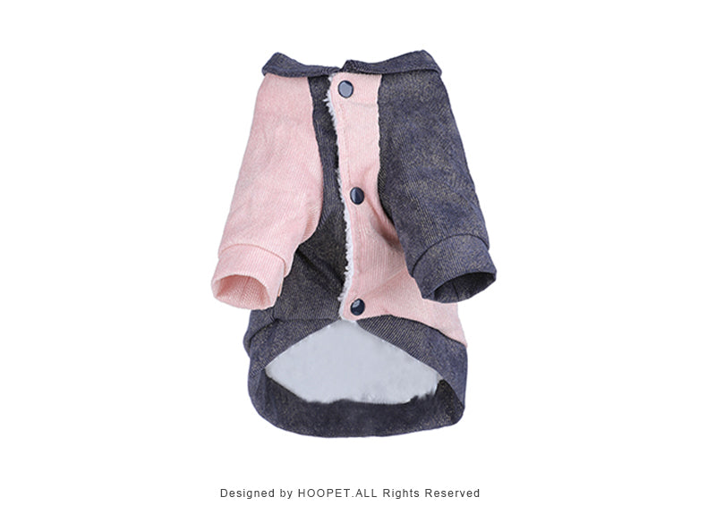 HKM-4945597 Cute Cotton Coat for Small Dogs - Three-Color Stitching, Sizes XS to XXL