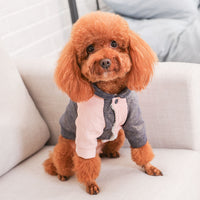 HKM-4945597 Cute Cotton Coat for Small Dogs - Three-Color Stitching, Sizes XS to XXL