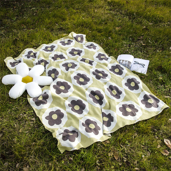 HKM-494611 Cozy Chenille Cotton Sunflower Throw Blanket - 130x160cm