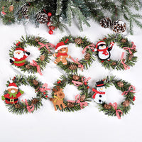 HKM-495059 Christmas PVC Wreath Pendant with Snowman, Elk, Bear, and Gingerbread Design