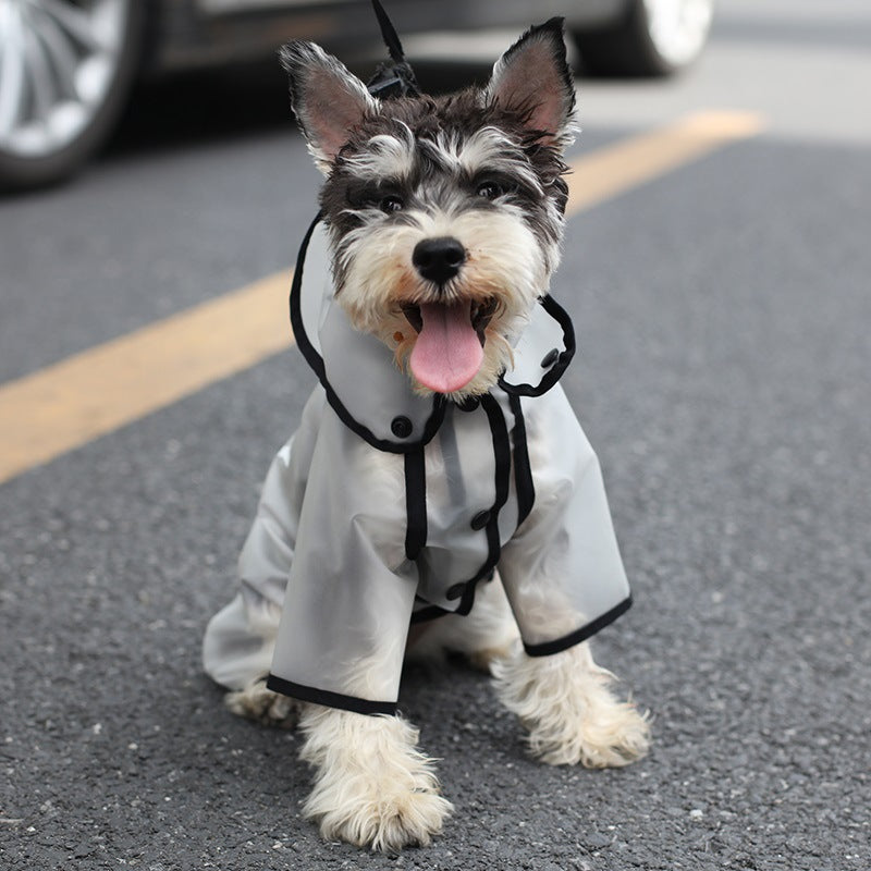 HKM-4951357 Waterproof Four-Legged Dog Raincoat for Small to Medium Pets, Clear White and Black Options