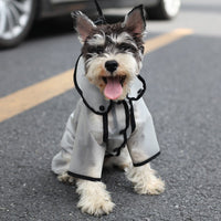 HKM-4951357 Waterproof Four-Legged Dog Raincoat for Small to Medium Pets, Clear White and Black Options