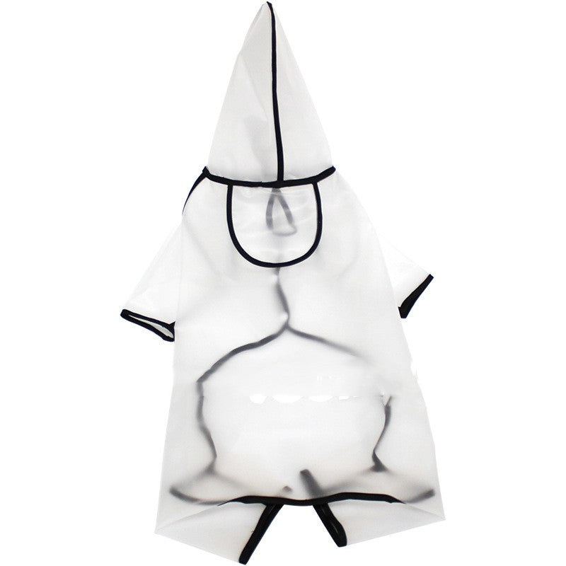 HKM-4951357 Waterproof Four-Legged Dog Raincoat for Small to Medium Pets, Clear White and Black Options