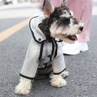 HKM-4951357 Waterproof Four-Legged Dog Raincoat for Small to Medium Pets, Clear White and Black Options