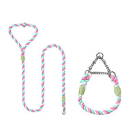 HKM-4952765 Woven Cotton Dog Leash and Collar Set in Vibrant Colors