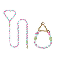 HKM-4952765 Woven Cotton Dog Leash and Collar Set in Vibrant Colors