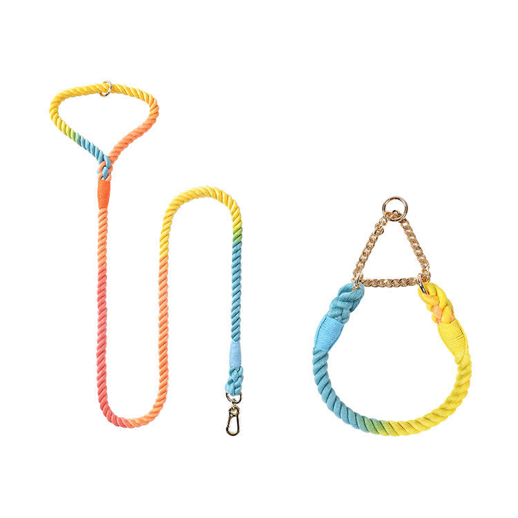 HKM-4952765 Woven Cotton Dog Leash and Collar Set in Vibrant Colors
