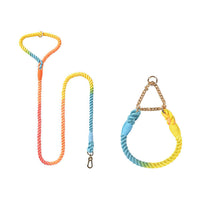 HKM-4952765 Woven Cotton Dog Leash and Collar Set in Vibrant Colors
