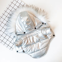 HKM-4953149 Cozy Cotton-Padded Dog Jacket with Fur Collar in Bright Gold and Silver