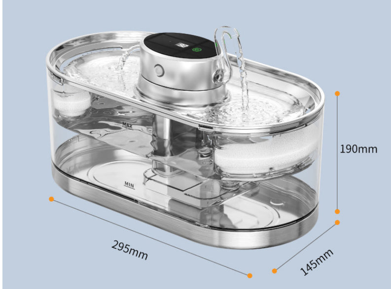 HKM-4954813 Rechargeable Stainless Steel Pet Water Dispenser with Wireless Temperature Control for Dogs and Cats