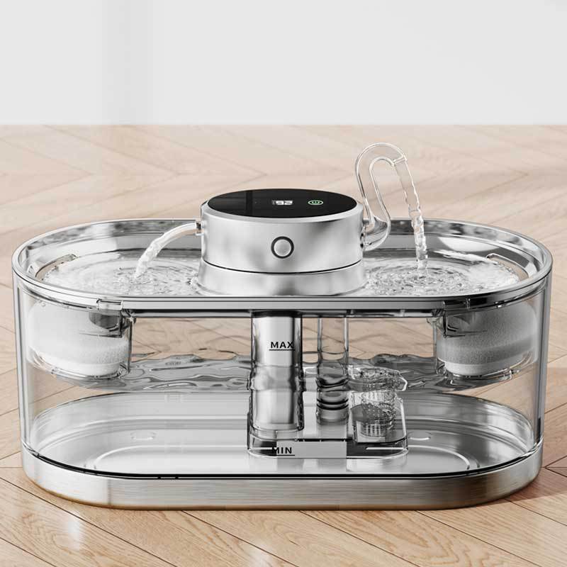 HKM-4954813 Rechargeable Stainless Steel Pet Water Dispenser with Wireless Temperature Control for Dogs and Cats