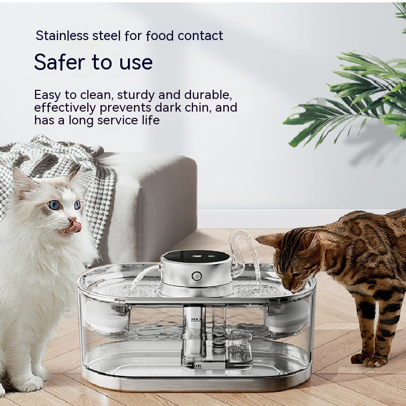 HKM-4954813 Rechargeable Stainless Steel Pet Water Dispenser with Wireless Temperature Control for Dogs and Cats