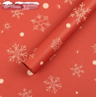 HKM-495571 Christmas Kraft Paper Gift Wrap with Cartoon Design, Red and Green, 1 Pack