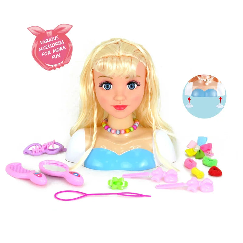 HKM-495571 Educational Hairdressing Doll Head Set with Accessories for Kids Ages 2 to 7
