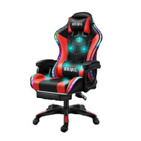 HKM-495635 Pink LED RGB Gaming Chair with Massage Function and Built-In Speakers