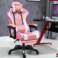 HKM-495635 Pink LED RGB Gaming Chair with Massage Function and Built-In Speakers