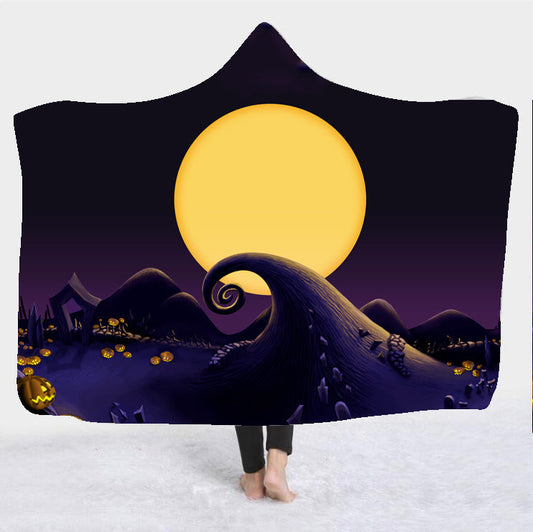 HKM-495763 Horror Character Hooded Blanket - Cozy Flannel Polyester Fabric, Multiple Colors & Sizes Available