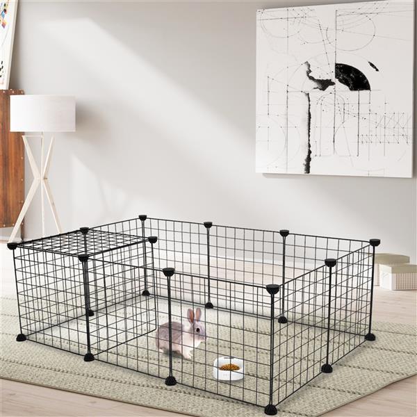 HKM-495955 Portable Metal Wire Pet Playpen for Small Animals - 12 Panels, Easy Assembly, DIY Design, Indoor/Outdoor Use