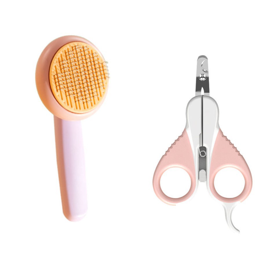 HKM-4960317 Self-Cleaning Pet Comb with Massage Beads for Dog and Cat Hair Removal