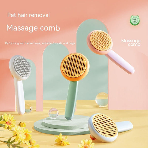 HKM-4960317 Self-Cleaning Pet Comb with Massage Beads for Dog and Cat Hair Removal