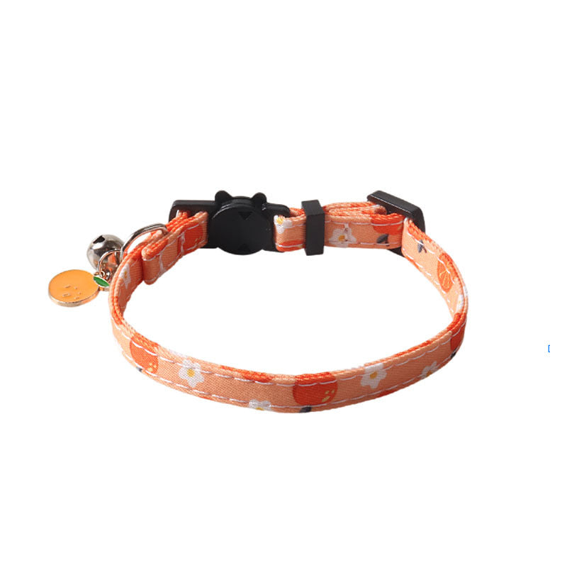 HKM-4960701 Fruit Blossom Series Cat Collar in Various Colors and Patterns, Peach Skin Fabric, 1x28cm