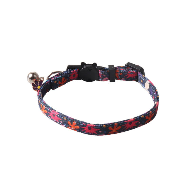HKM-4960701 Fruit Blossom Series Cat Collar in Various Colors and Patterns, Peach Skin Fabric, 1x28cm