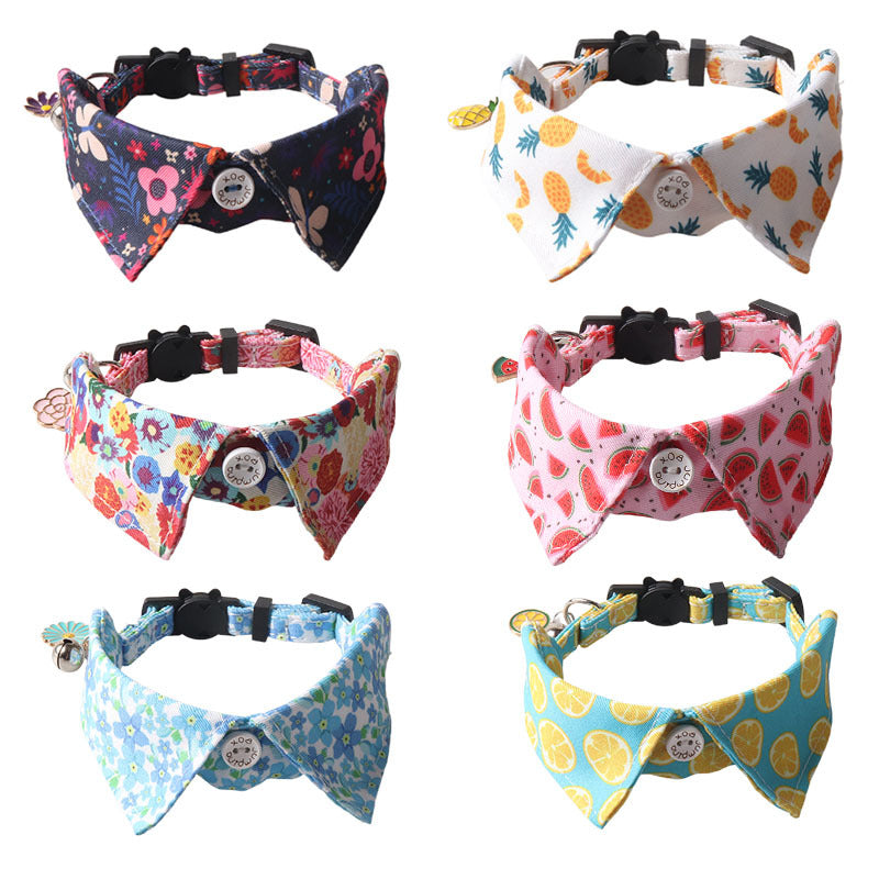 HKM-4960701 Fruit Blossom Series Cat Collar in Various Colors and Patterns, Peach Skin Fabric, 1x28cm