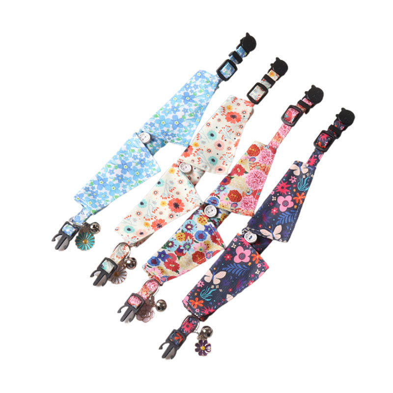 HKM-4960701 Fruit Blossom Series Cat Collar in Various Colors and Patterns, Peach Skin Fabric, 1x28cm