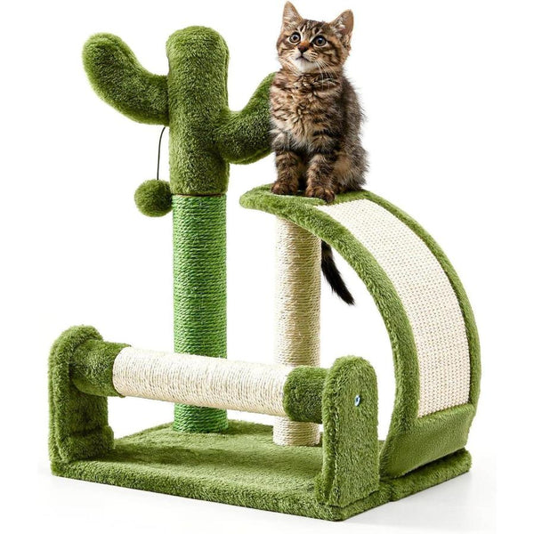 HKM-496083 Cactus-Shaped Natural Sisal Rope Cat Scratching Post with Sturdy Base and Easy Assembly