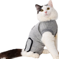 HKM-4962877 Gray Cotton Clothes for Cat Post-Sterilization Recovery - Sizes XXS to M