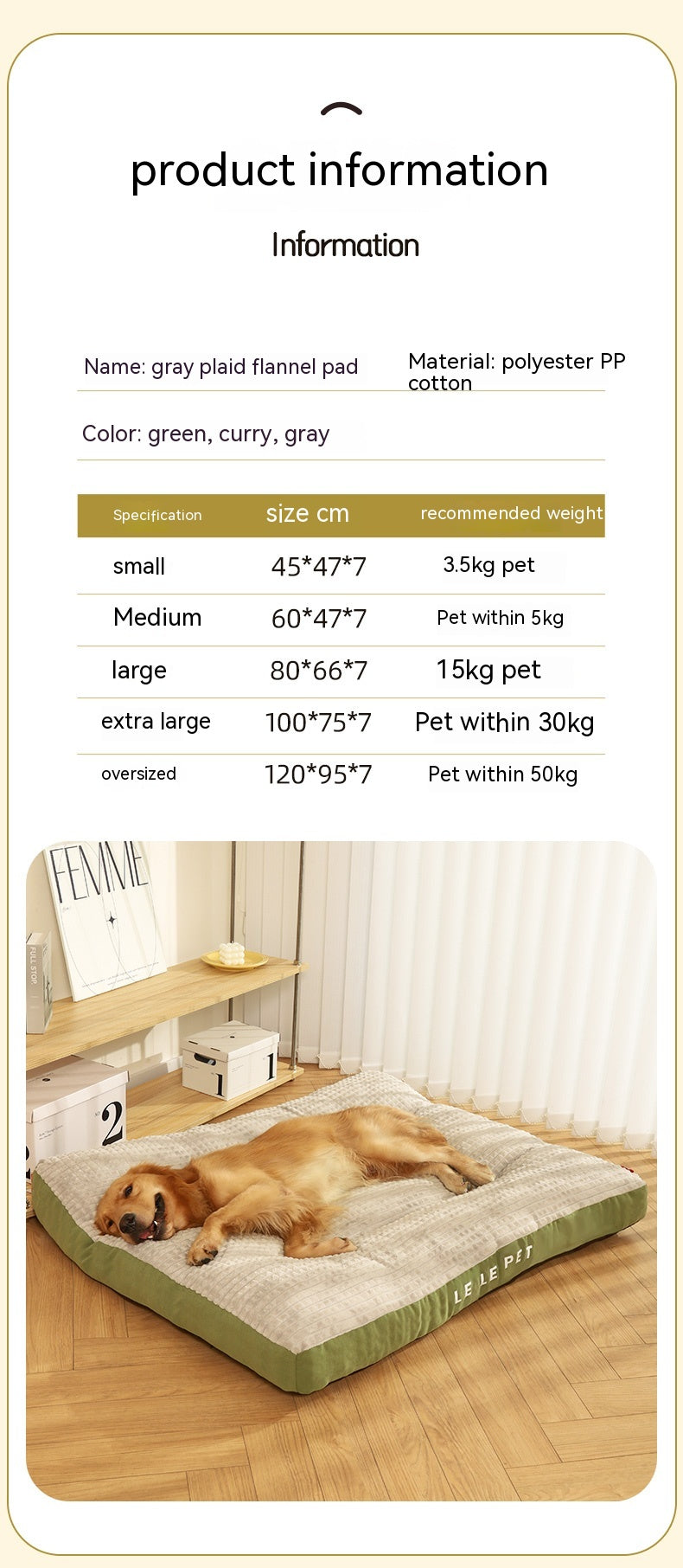 HKM-4964541 Universal Flannel Mattress for Dogs and Cats - Multi-Size Options Available