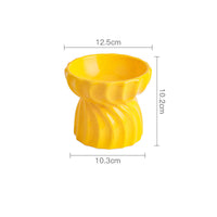 HKM-4964669 Ceramic Cat Bowl with High Feet - Anti-Tipping Design, Available in Dark Green, Yellow Snowflakes, Beige Snowflakes, White Snowflakes