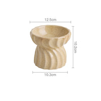 HKM-4964669 Ceramic Cat Bowl with High Feet - Anti-Tipping Design, Available in Dark Green, Yellow Snowflakes, Beige Snowflakes, White Snowflakes