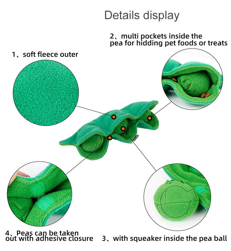 HKM-4965309 Plush Pea Dog Sniffing Toy with Vocalization for Boredom Relief and Teething Fun