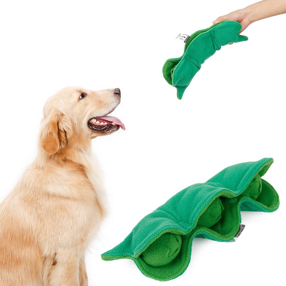 HKM-4965309 Plush Pea Dog Sniffing Toy with Vocalization for Boredom Relief and Teething Fun