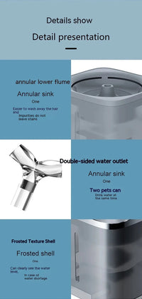 HKM-496531 Automated 2L Cat and Dog Water Dispenser with Quiet Operation and Sensor Function