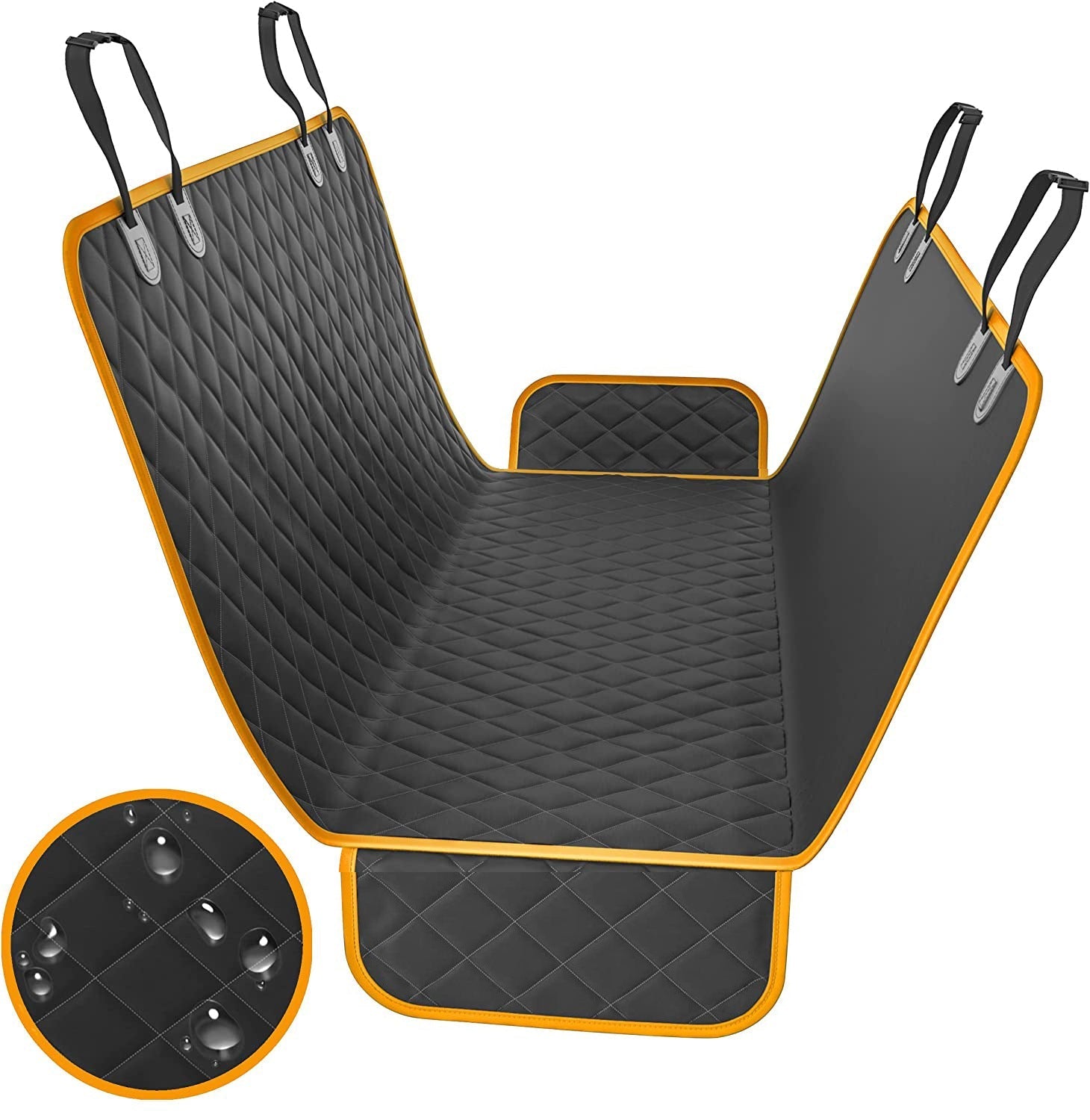 HKM-4966333 Waterproof Dog Kennel Cushion for Rear Car Seat - 54x58 inches, Cloth Material, Available in Black, Orange, Blue