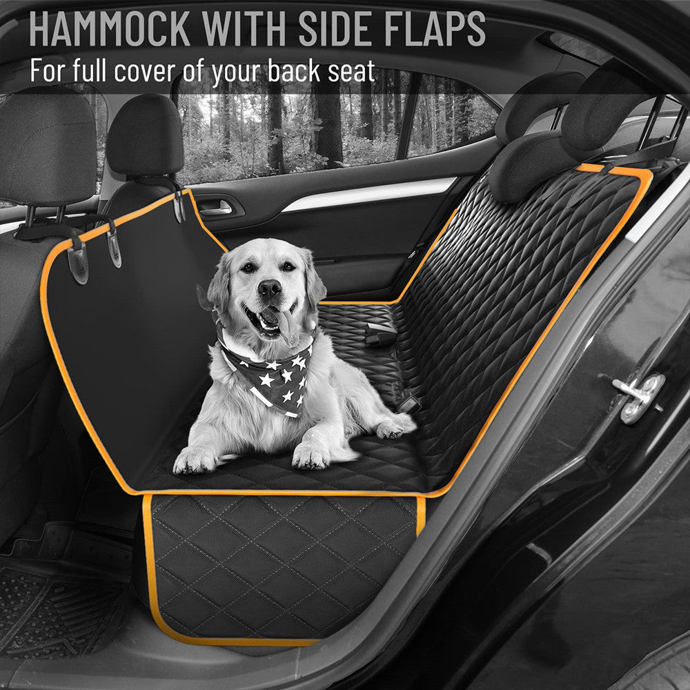 HKM-4966333 Waterproof Dog Kennel Cushion for Rear Car Seat - 54x58 inches, Cloth Material, Available in Black, Orange, Blue
