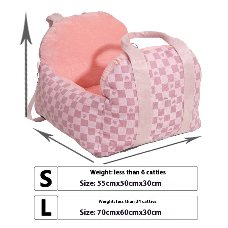 HKM-4966717 Portable Dog Nest in Green or Pink Plaid Fabric for Small Dogs