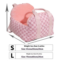HKM-4966717 Portable Dog Nest in Green or Pink Plaid Fabric for Small Dogs