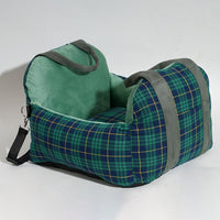 HKM-4966717 Portable Dog Nest in Green or Pink Plaid Fabric for Small Dogs