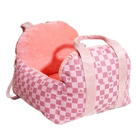 HKM-4966717 Portable Dog Nest in Green or Pink Plaid Fabric for Small Dogs