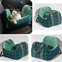 HKM-4966717 Portable Dog Nest in Green or Pink Plaid Fabric for Small Dogs
