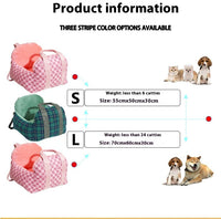 HKM-4966717 Portable Dog Nest in Green or Pink Plaid Fabric for Small Dogs
