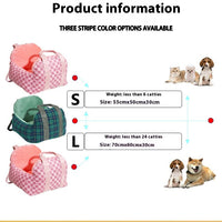 HKM-4966717 Portable Dog Nest in Green or Pink Plaid Fabric for Small Dogs